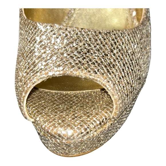 MICHAEL KORS Sparkling Gold Peep-Toe Heels excellent condition size 5 - Picture 7 of 14